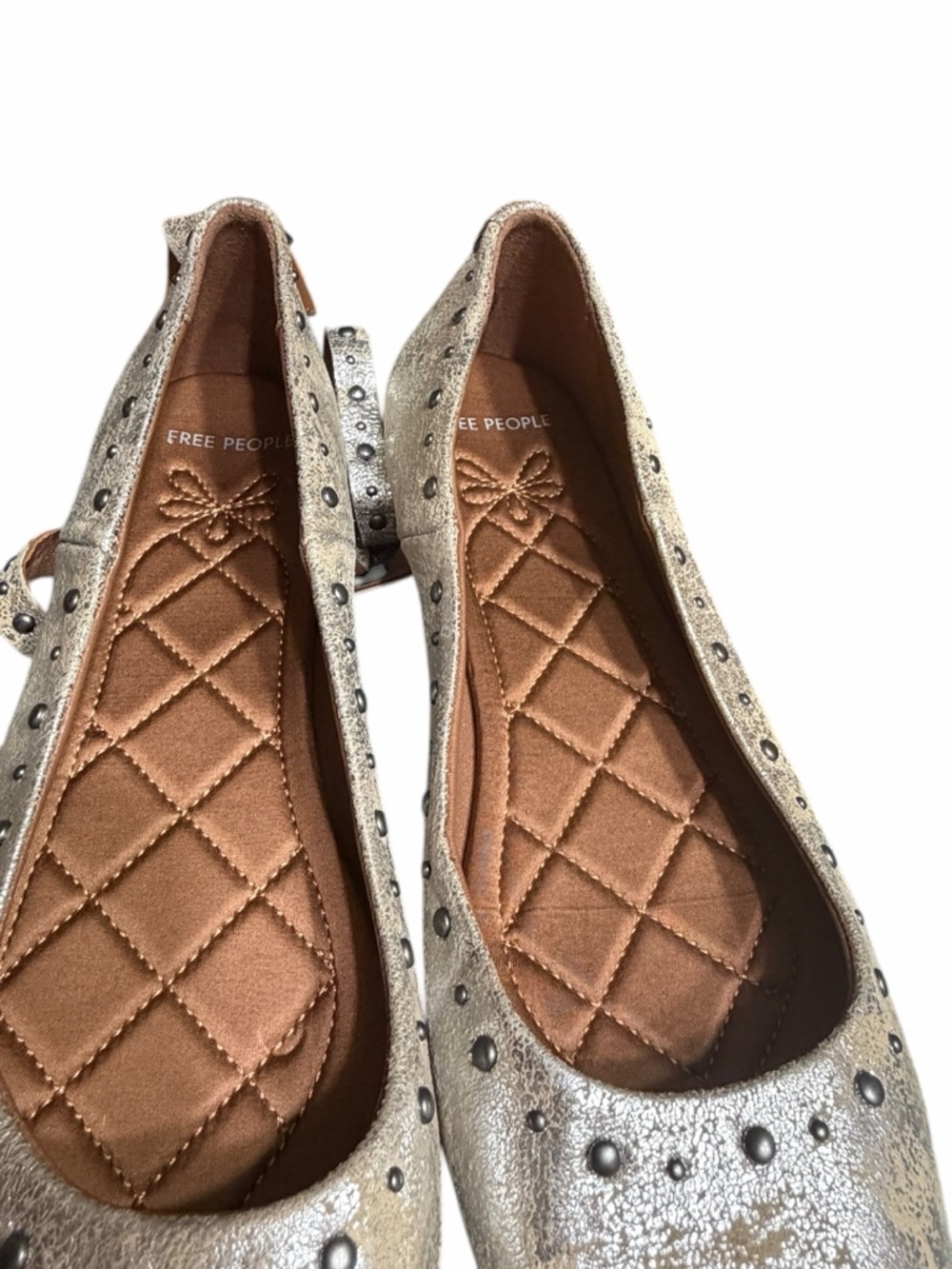 Free People Silver Metallic Studded Ballet Flats - Picture 8 of 13